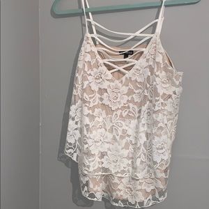 White lace spaghetti strap blouse